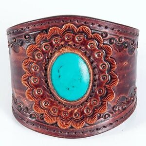 American Darling Turquoise and Genuine Leather Bracelet